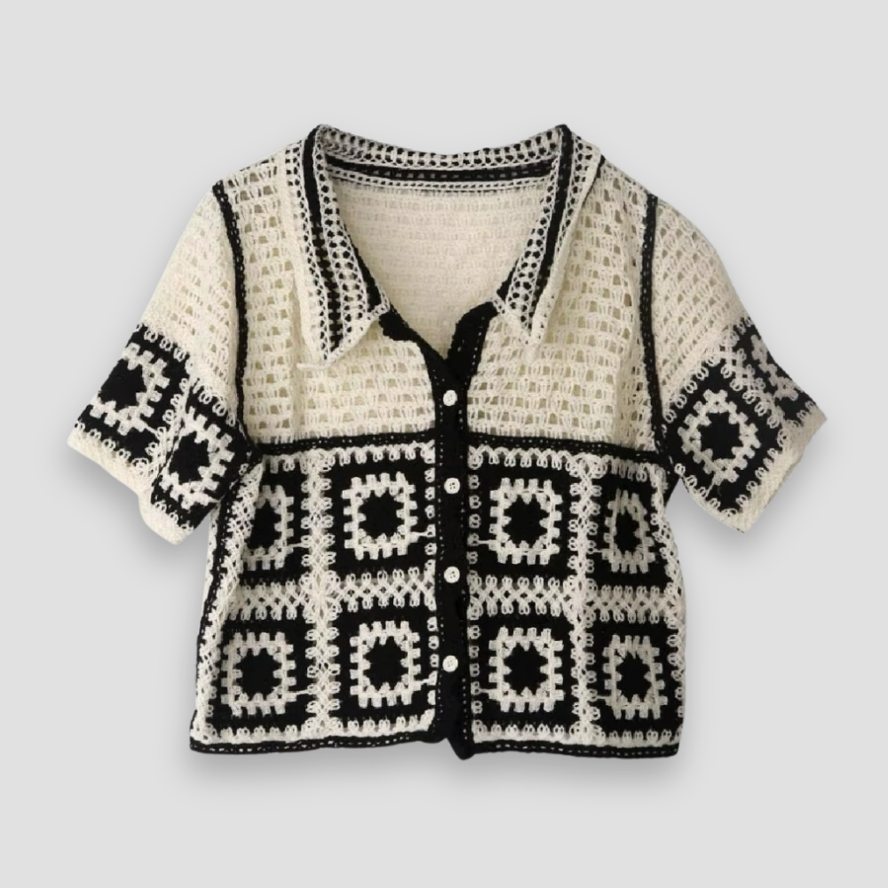 Badhie | Women’s Vintage Crochet Button-Up Cardigan Top