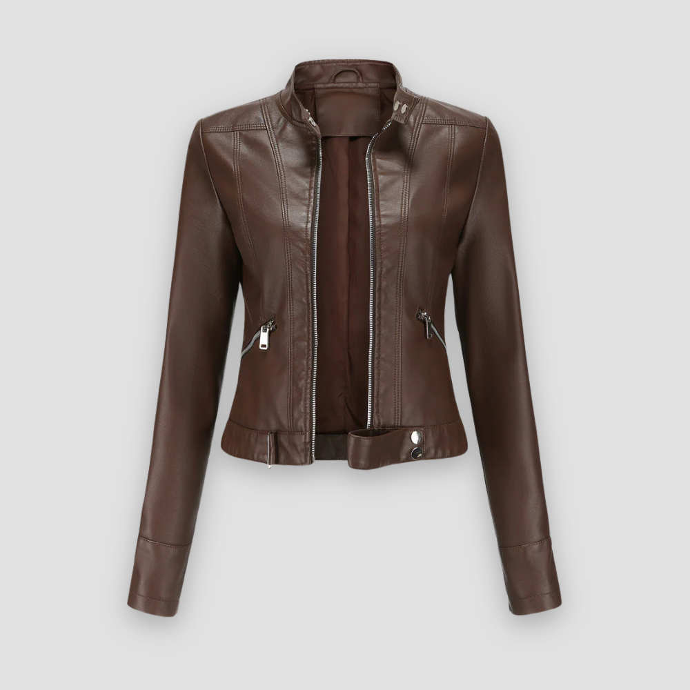 Badhie | Women’s Classic Moto Leather High Neck Jacket
