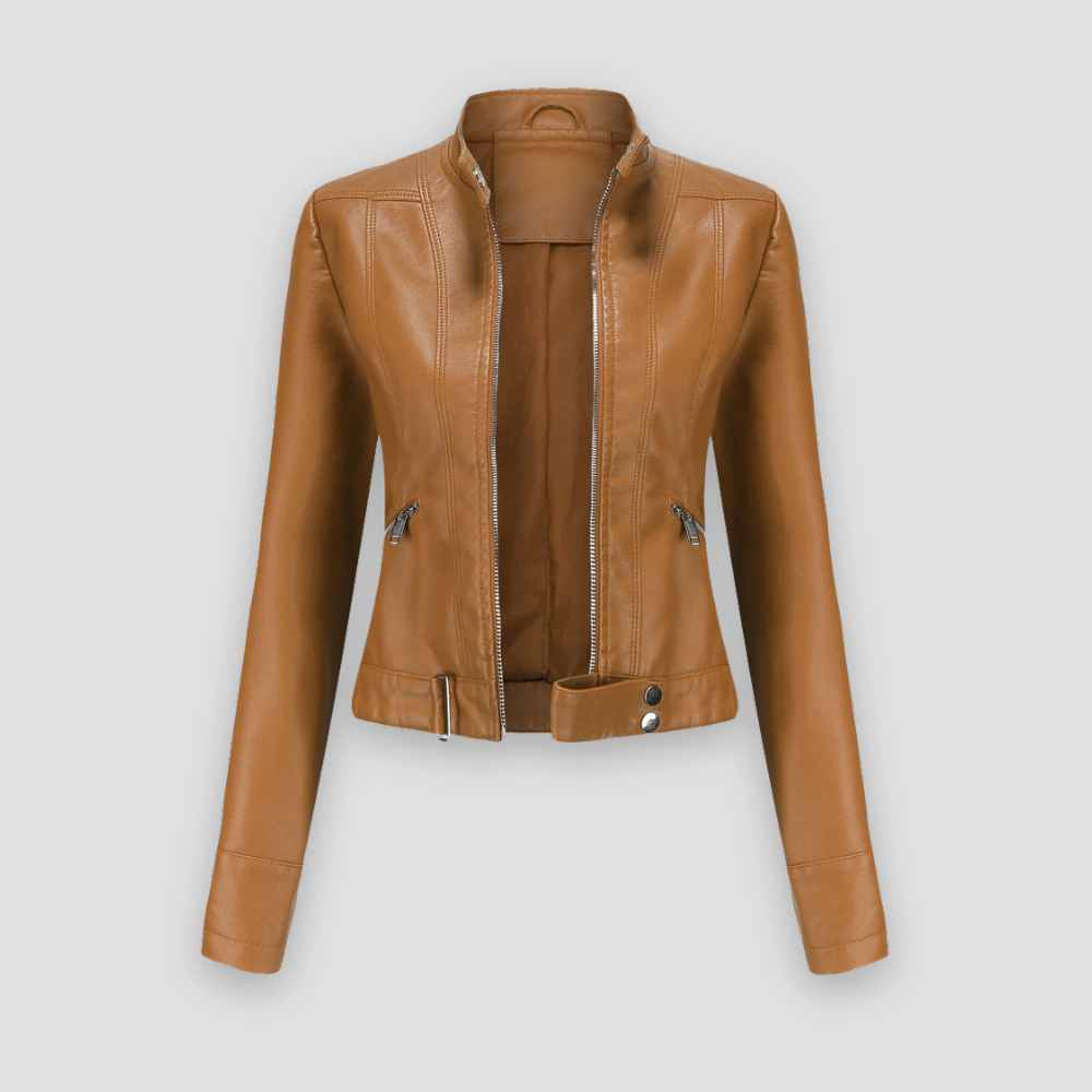 Badhie | Women’s Classic Moto Leather High Neck Jacket