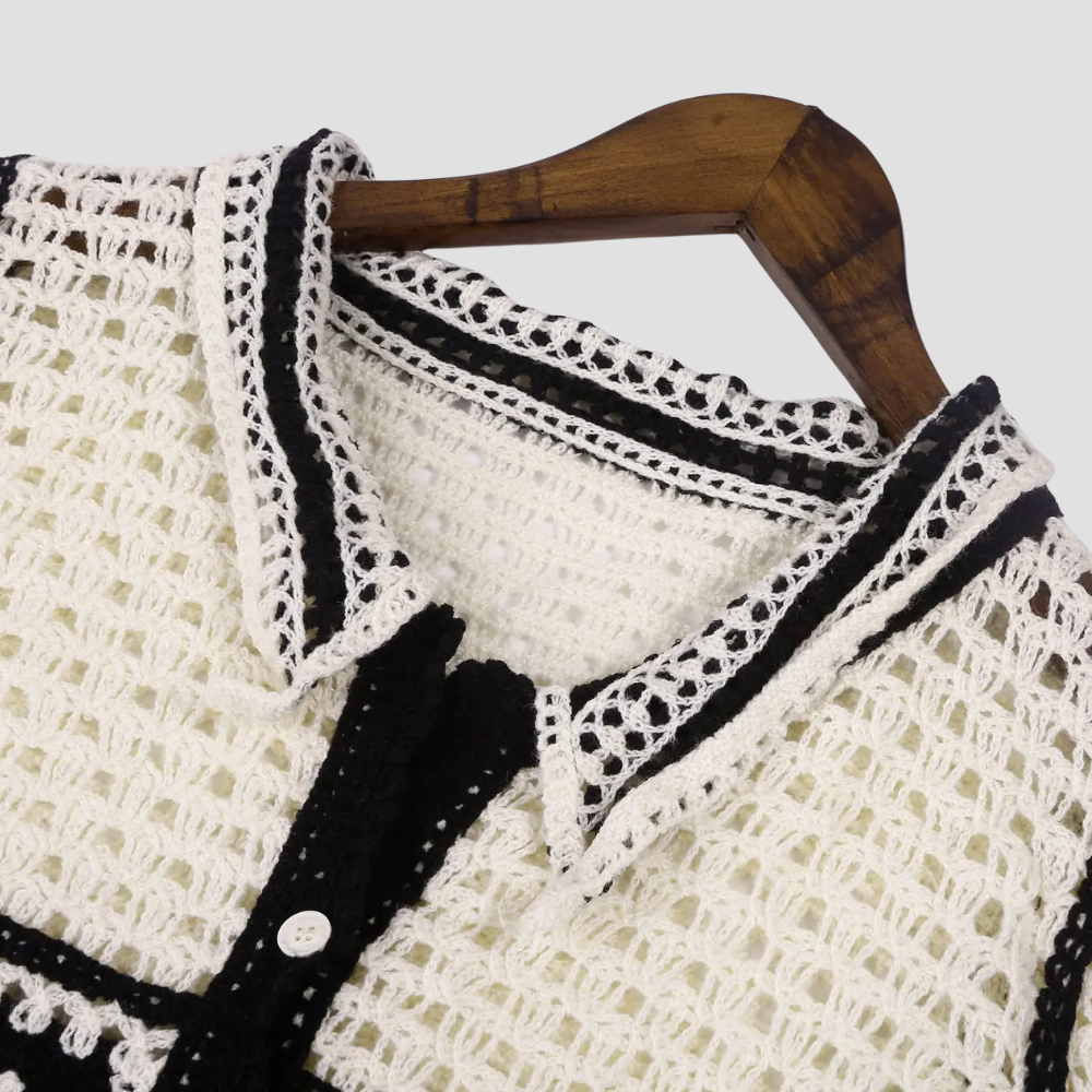 Badhie | Women’s Vintage Crochet Button-Up Cardigan Top