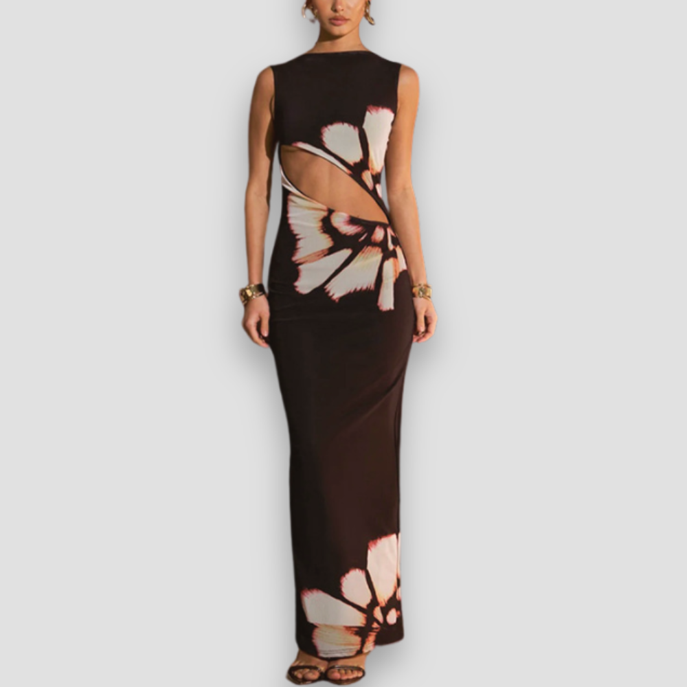 Badhie | Women's Floral Cutout Bodycon Maxi Dress