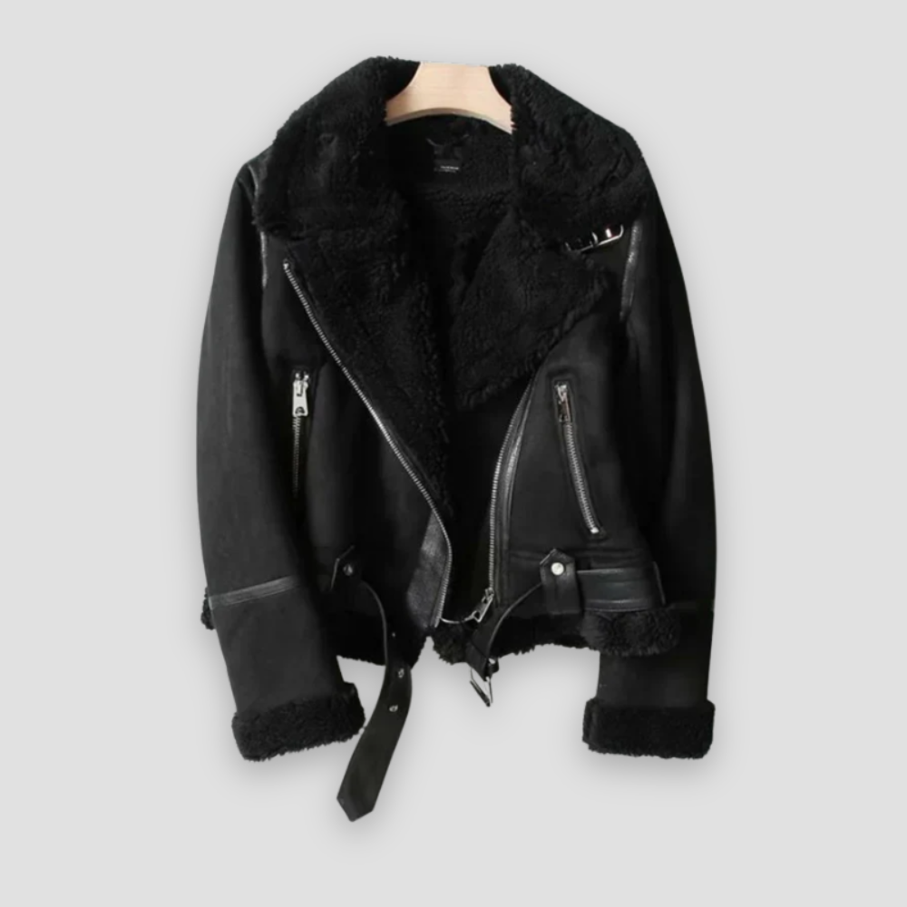 Badhie | Women’s Winter Jacket Shearling-Lined Aviator Jacket