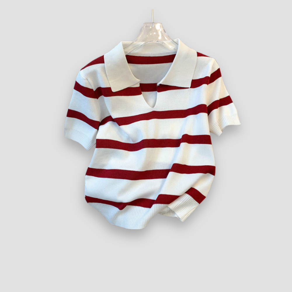 Badhie | Women’s Classic Striped Knit Polo Tee Sweater