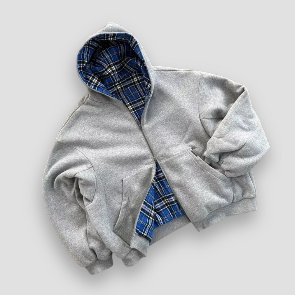 Badhie | Women’s Reversible Plaid-Lined Zip Hoodie