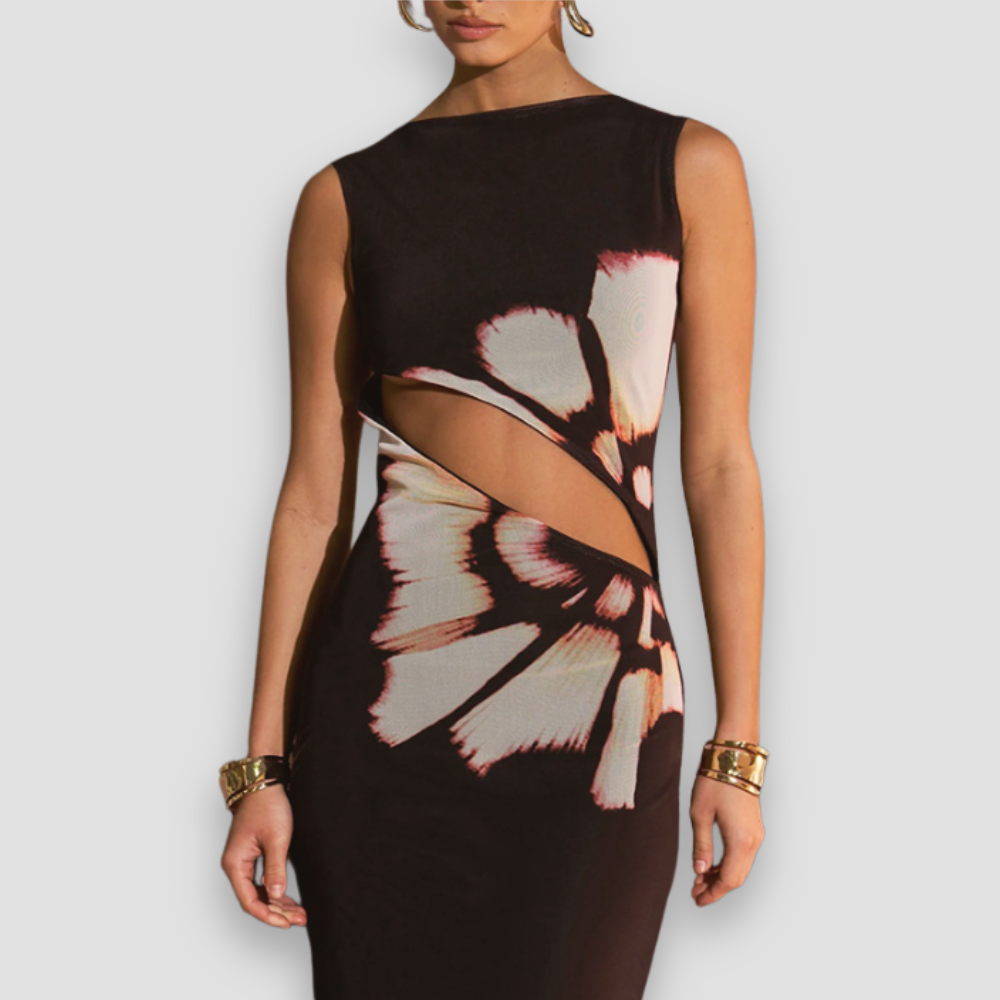 Badhie | Women's Floral Cutout Bodycon Maxi Dress