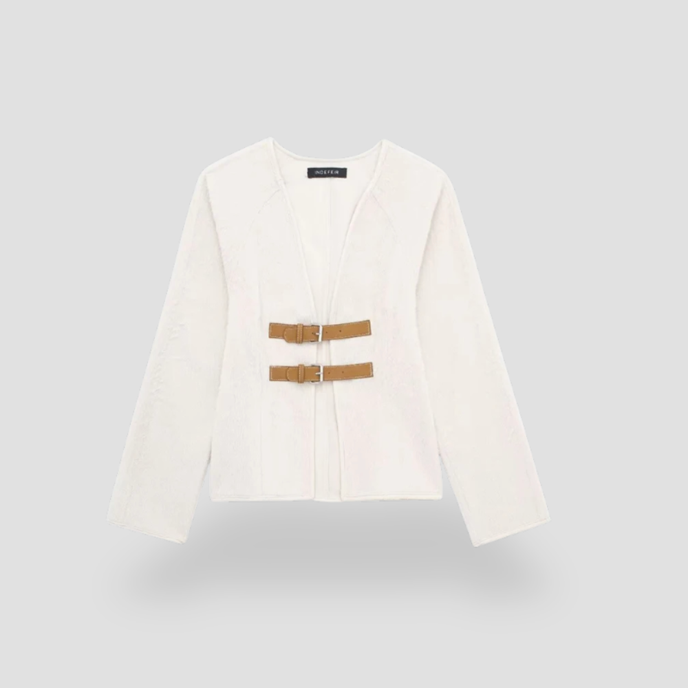 Badhie | Women's Double Buckle Textured Knit Jacket