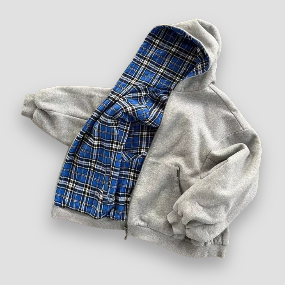 Badhie | Women’s Reversible Plaid-Lined Zip Hoodie