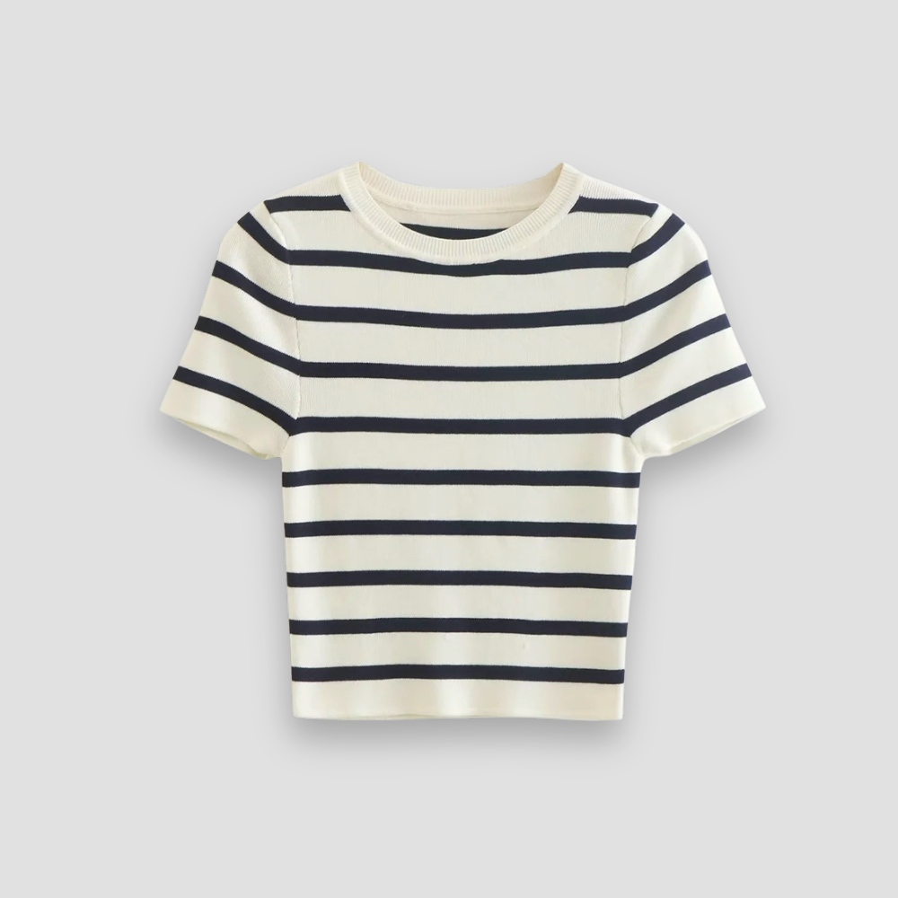 Badhie | Women’s Nautical Striped Knit Crop Tee
