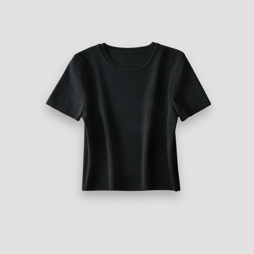 Badhie | Women’s Minimalist Solid Knit Fitted Tee