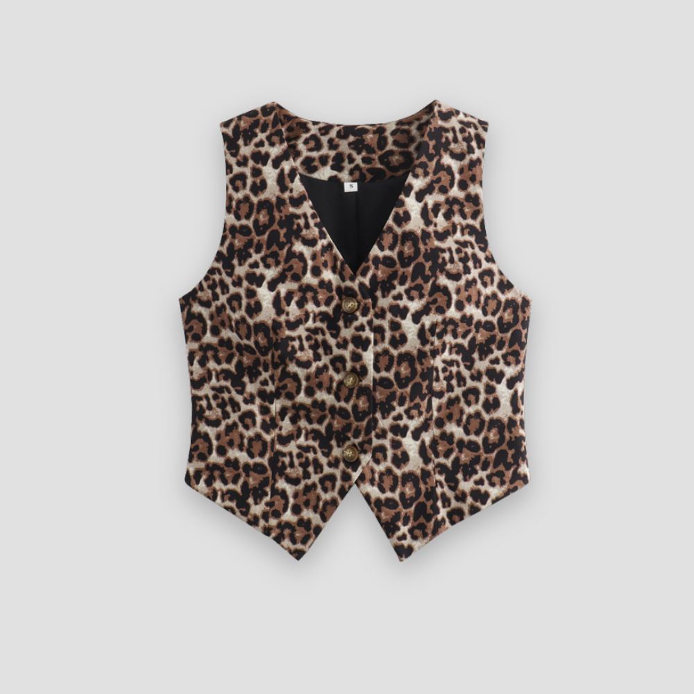 Badhie | Women’s Leopard Print Buttoned Vest