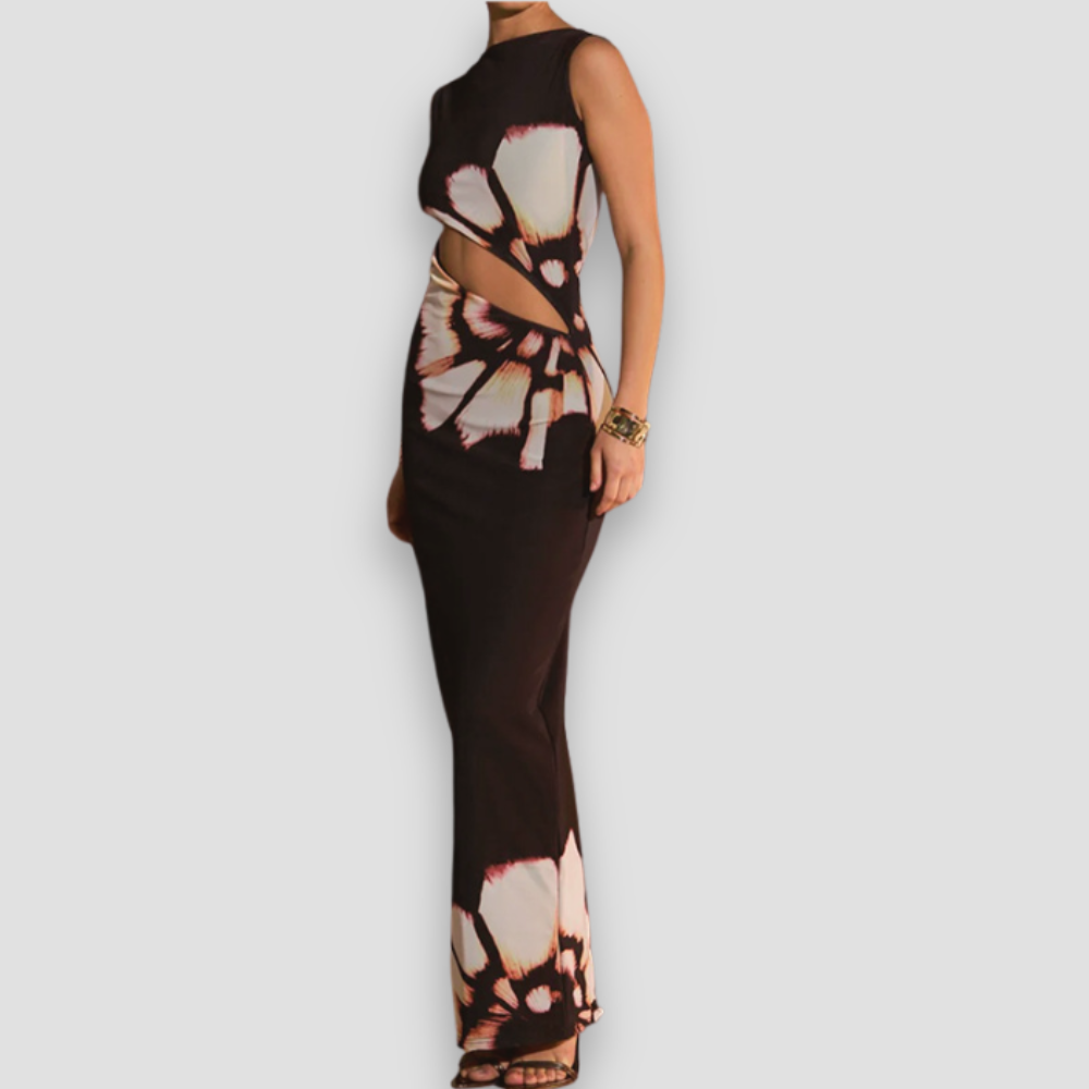 Badhie | Women's Floral Cutout Bodycon Maxi Dress