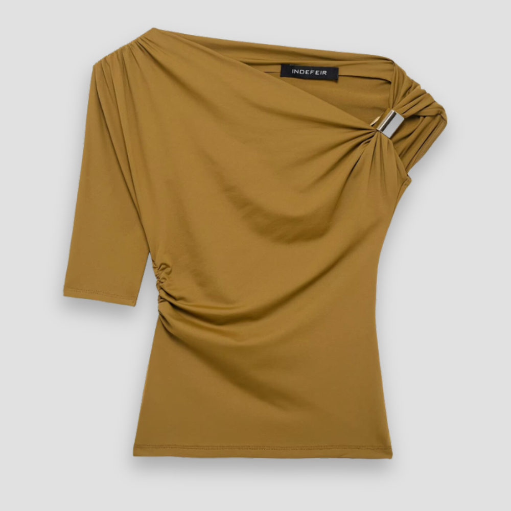 Badhie | Women’s One-Shoulder Drape Top with Metallic Ring Detail