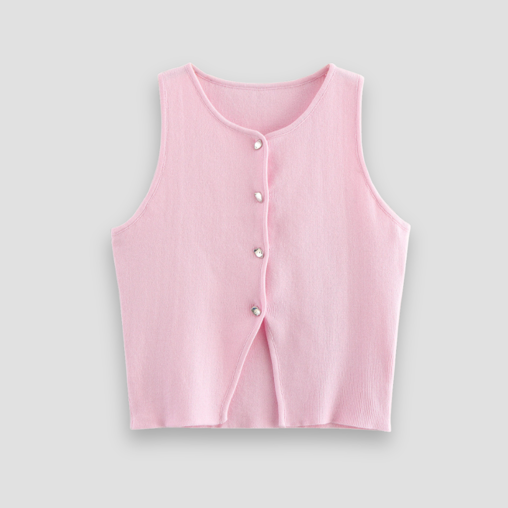 Badhie | Women’s Pastel Button-Front Knit Tank Top