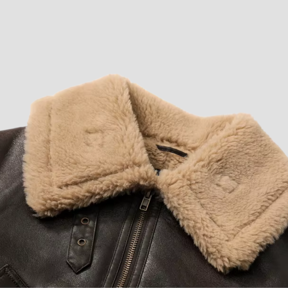 Badhie | Women’s Winter Coat Faux Shearling-Lined Aviator Jacket