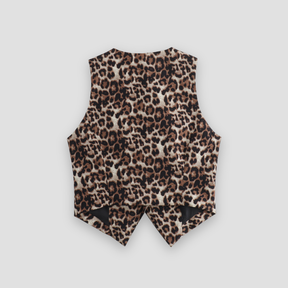 Badhie | Women’s Leopard Print Buttoned Vest