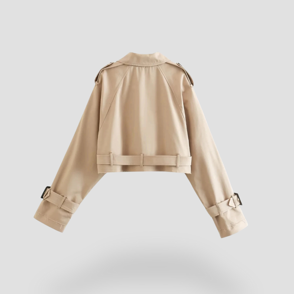 Badhie | Women's Belt Cropped Long Sleeve Trench Jacket
