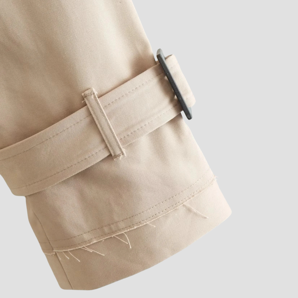 Badhie | Women's Belt Cropped Long Sleeve Trench Jacket