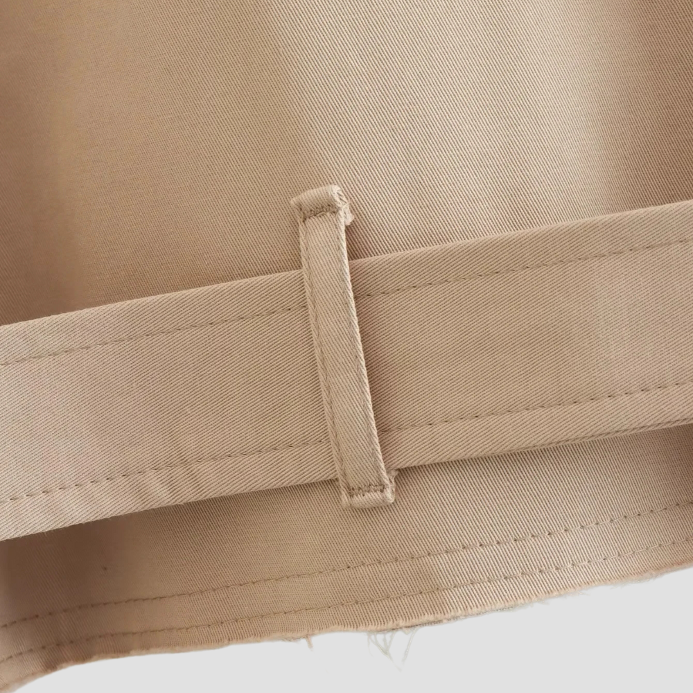 Badhie | Women's Belt Cropped Long Sleeve Trench Jacket