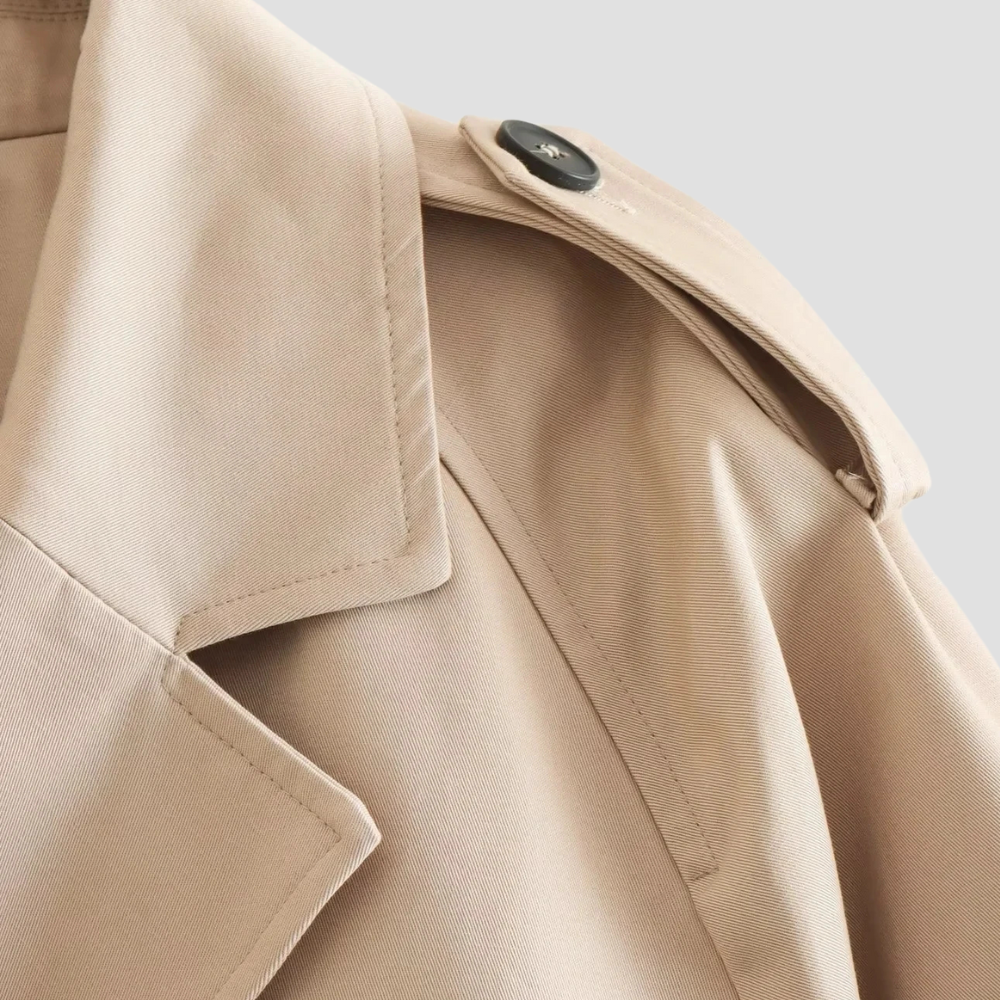 Badhie | Women's Belt Cropped Long Sleeve Trench Jacket