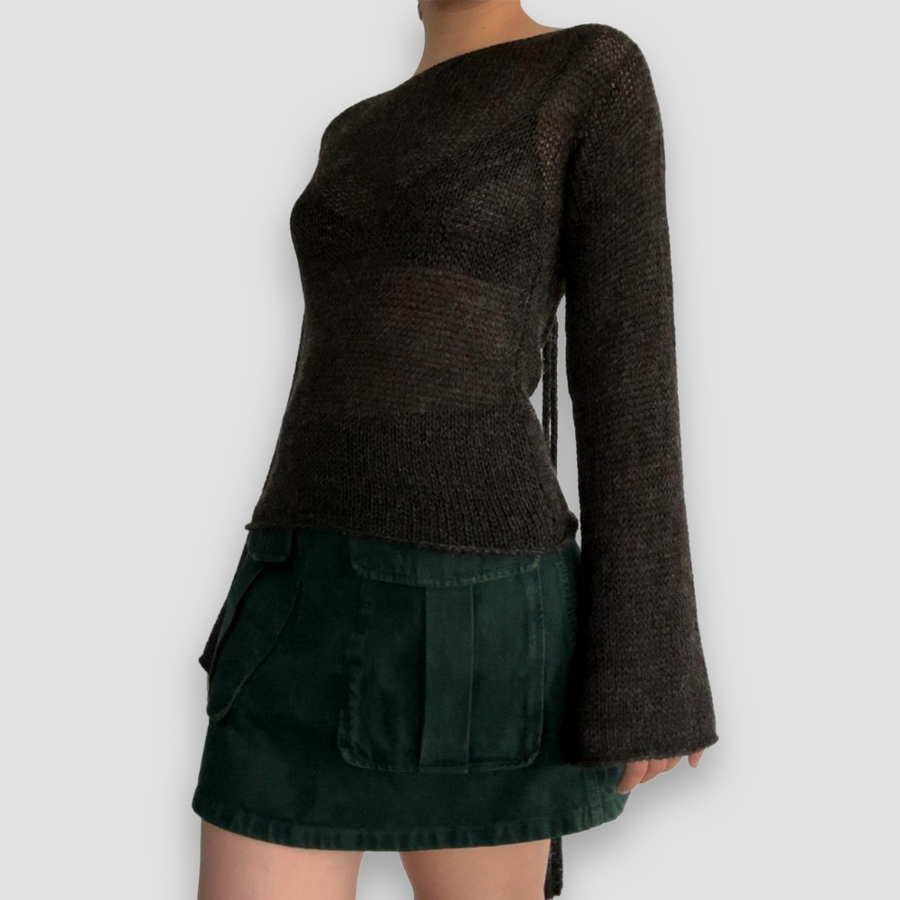 Badhie | Women's Tie-Back Knit Long Sleeve Sweater
