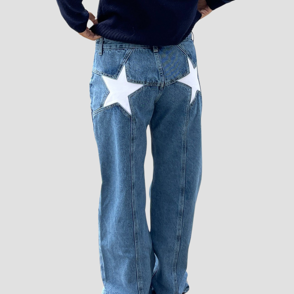 Badhie | Women's Star Patch Straight-Leg Jeans
