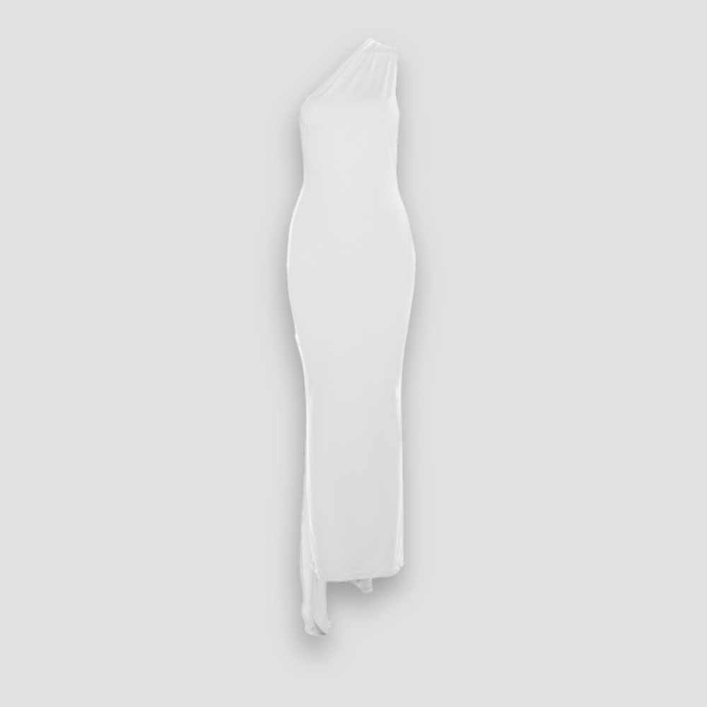 Badhie | Women's Backless One-Shoulder Draped Evening Gown