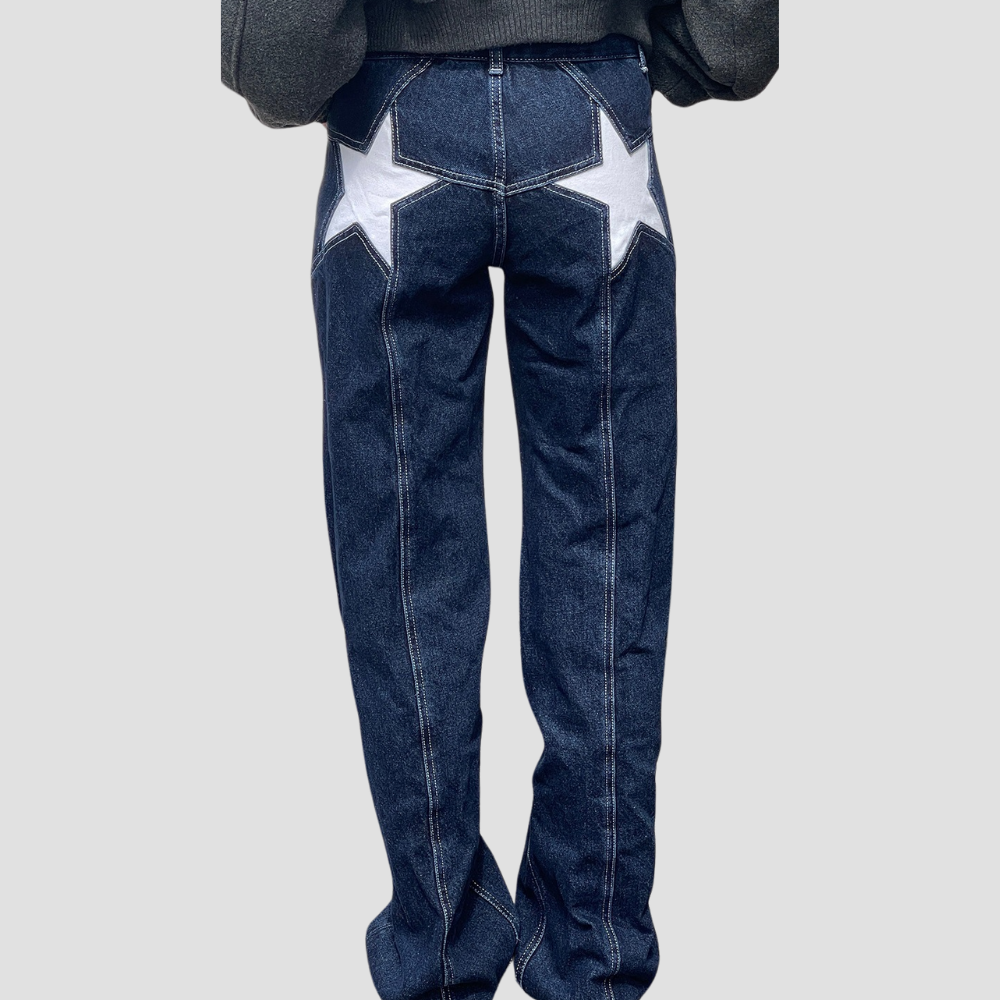 Badhie | Women's Star Patch Straight-Leg Jeans