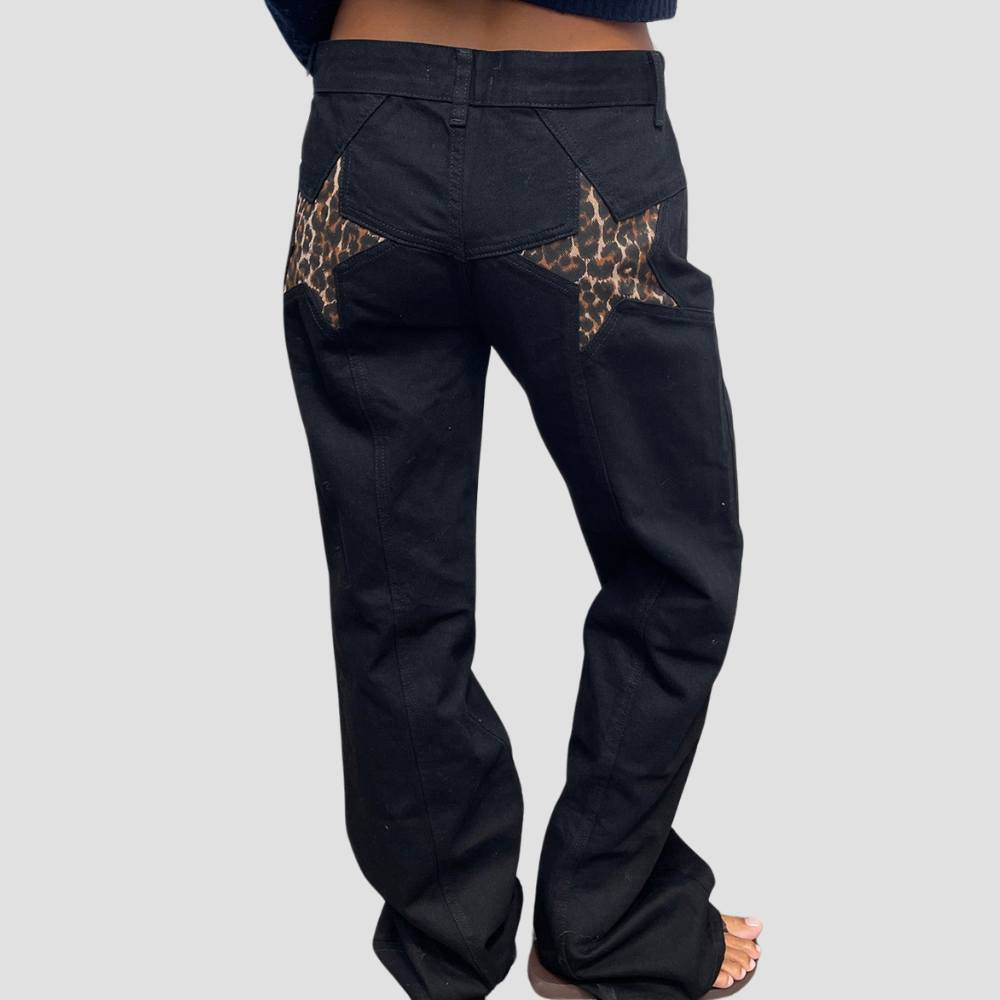 Badhie | Women's Star Patch Straight-Leg Jeans