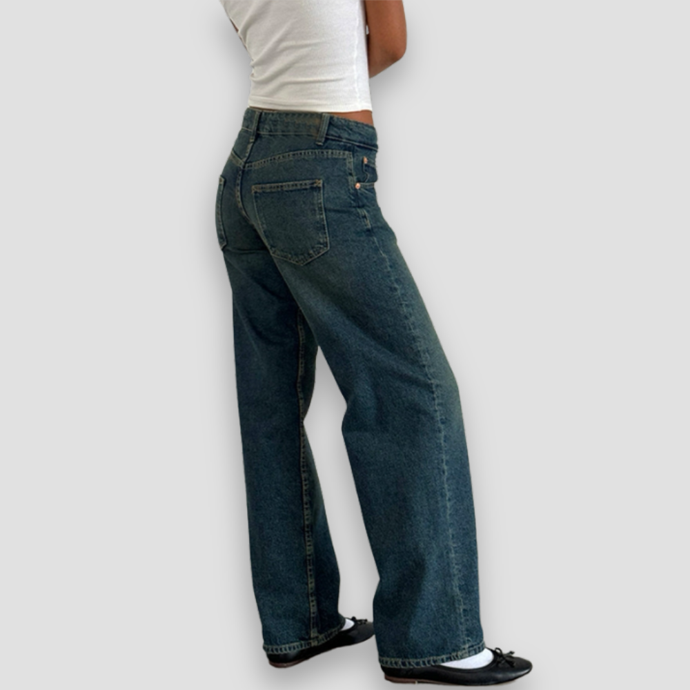 Badhie | Women's Wide-Leg Vintage Wash Jeans
