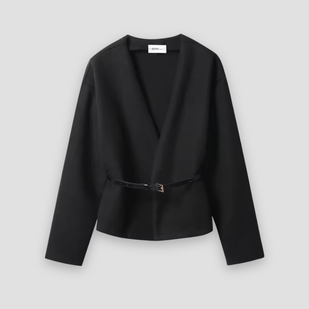 Badhie | Women’s Minimalist Wrap Belted Long Sleeve Jacket