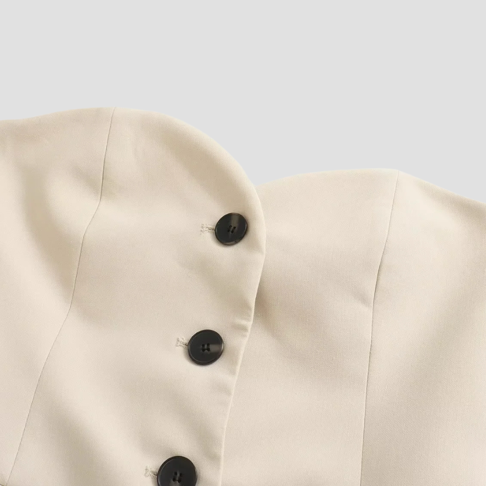 Badhie | Women's Strapless Button-Front Blazer & Tailored Trousers Set