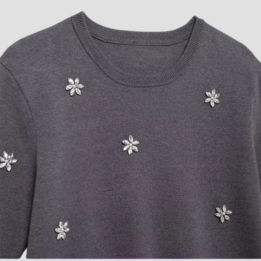 Badhie | Women's Knitted Rhinestone Mini Skirt Two-Piece Set