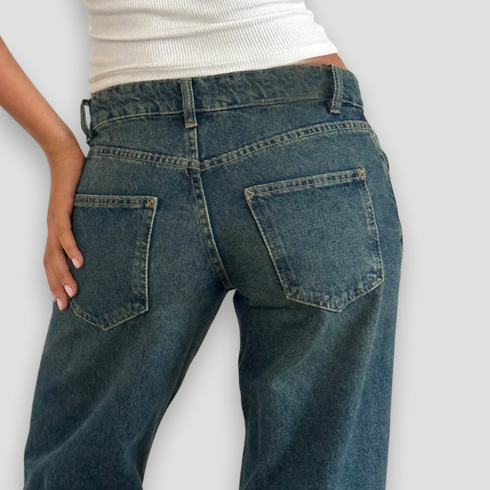 Badhie | Women's Wide-Leg Vintage Wash Jeans