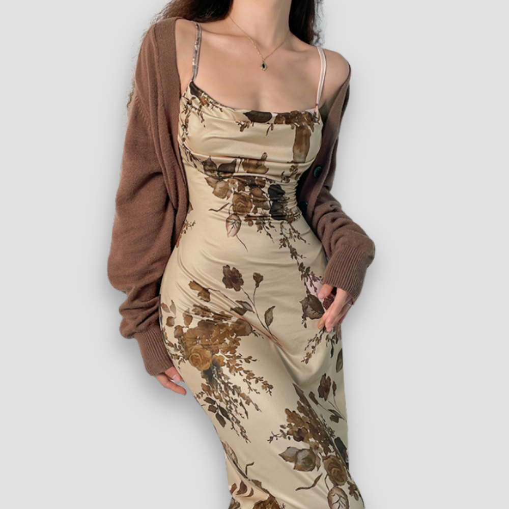 Badhie | Women’s Vintage Floral Slip Midi Dress