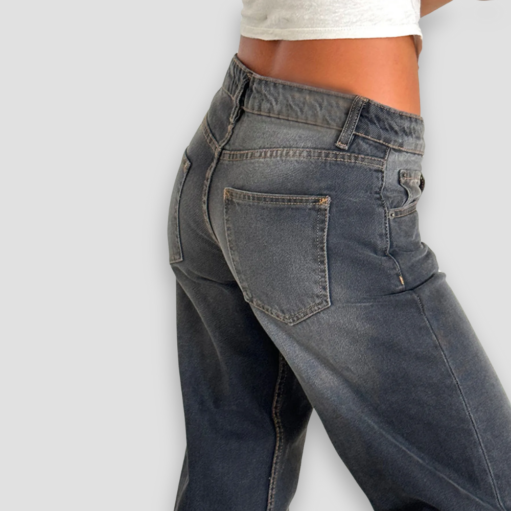 Badhie | Women's Wide-Leg Vintage Wash Jeans
