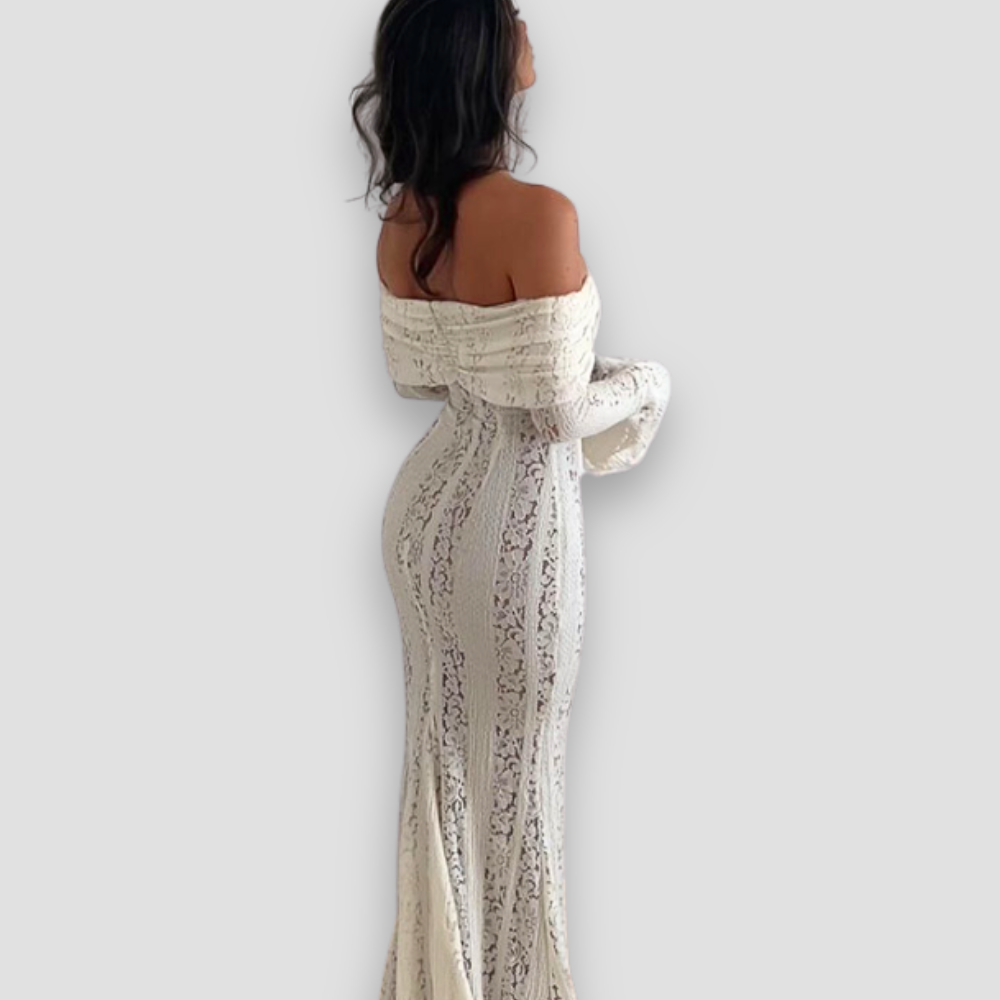 Badhie | Women's Lace Off-Shoulder Long Sleeve Maxi Dress
