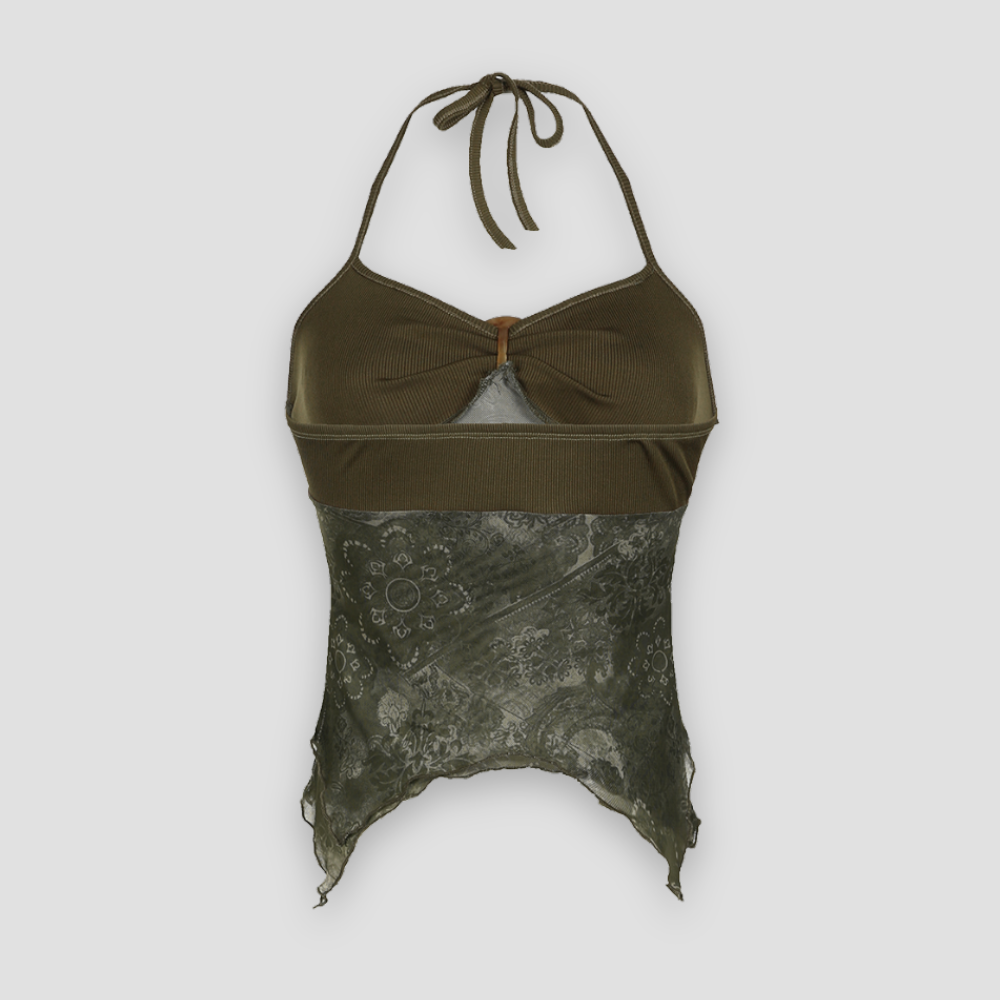 Badhie | Women's Vintage Lace Patchwork Halter Top