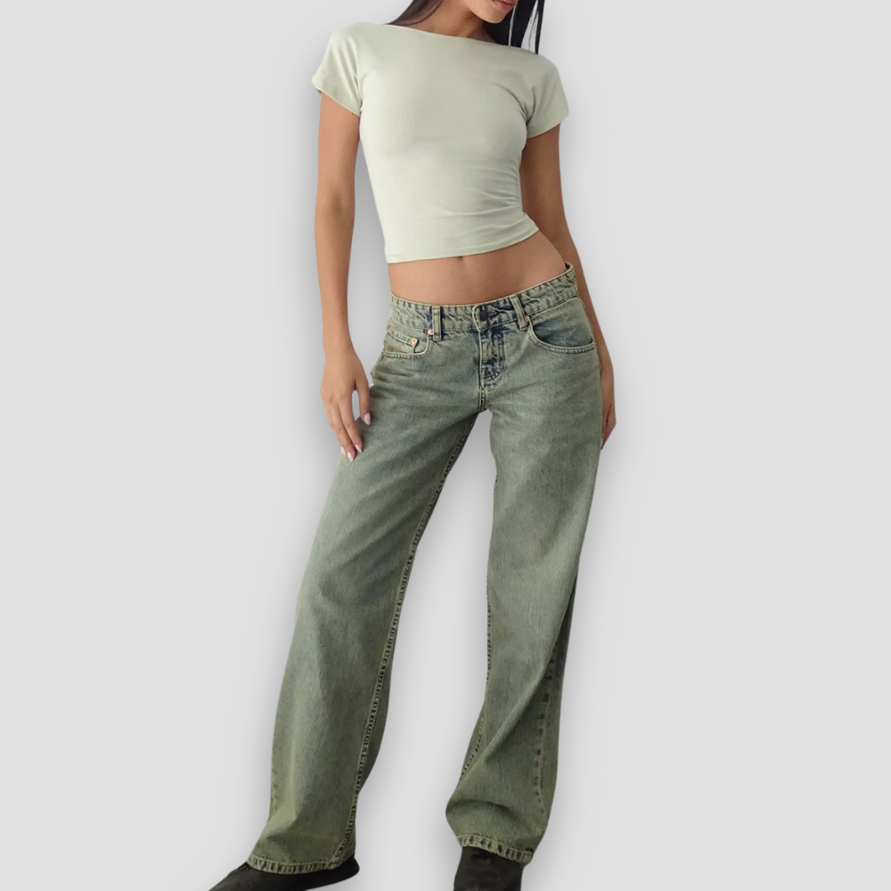 Badhie | Women's Wide-Leg Vintage Wash Jeans