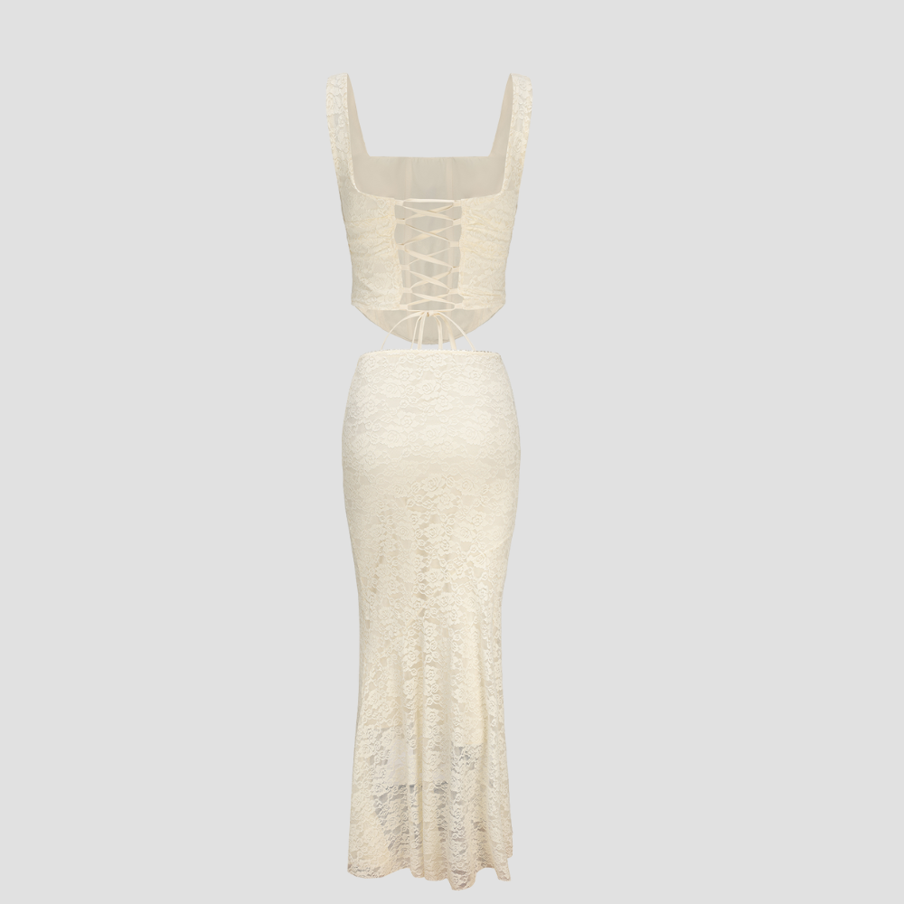 Badhie | Women's Lace Corset Maxi Two-Piece Set