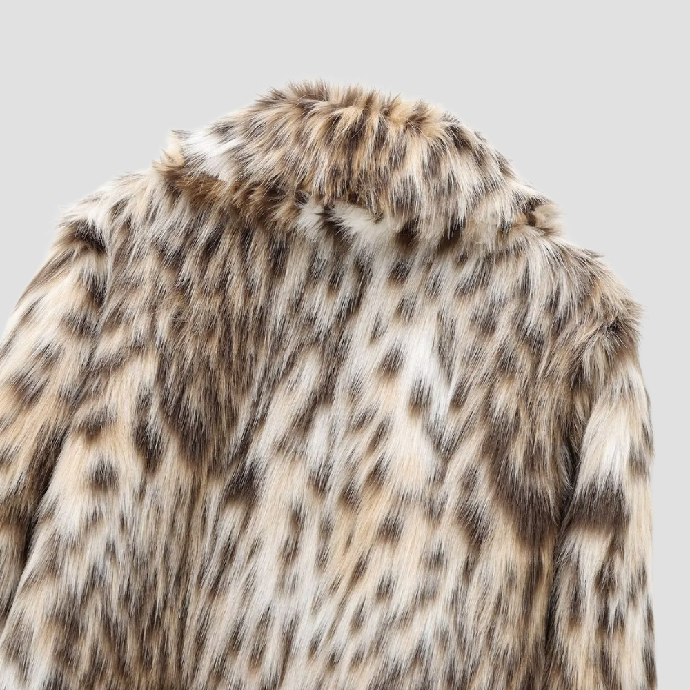Badhie | Women's Winter Jacket Brown Faux Fur Leopard Casual