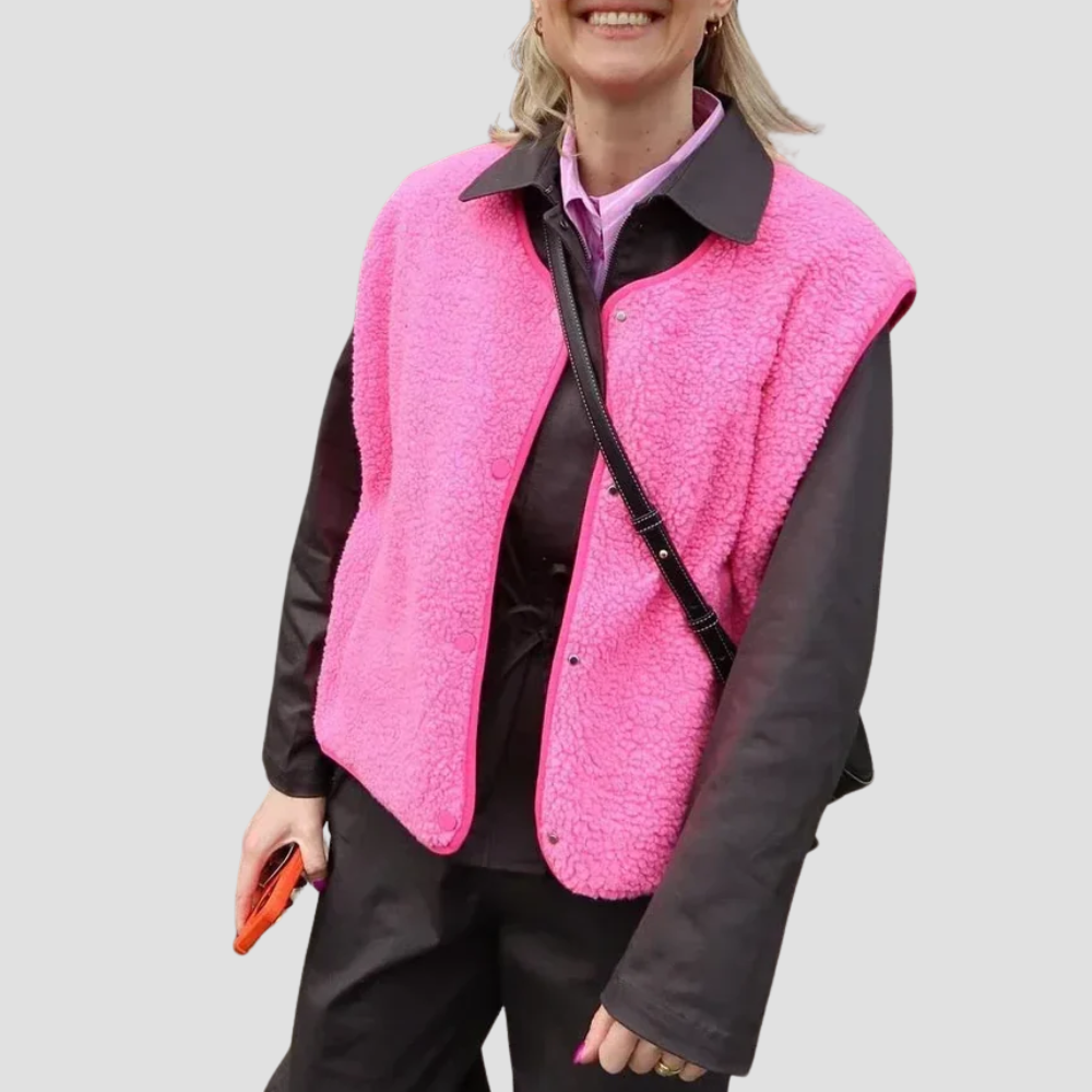 Badhie | Women’s Cozy Sherpa Snap-Button Vest