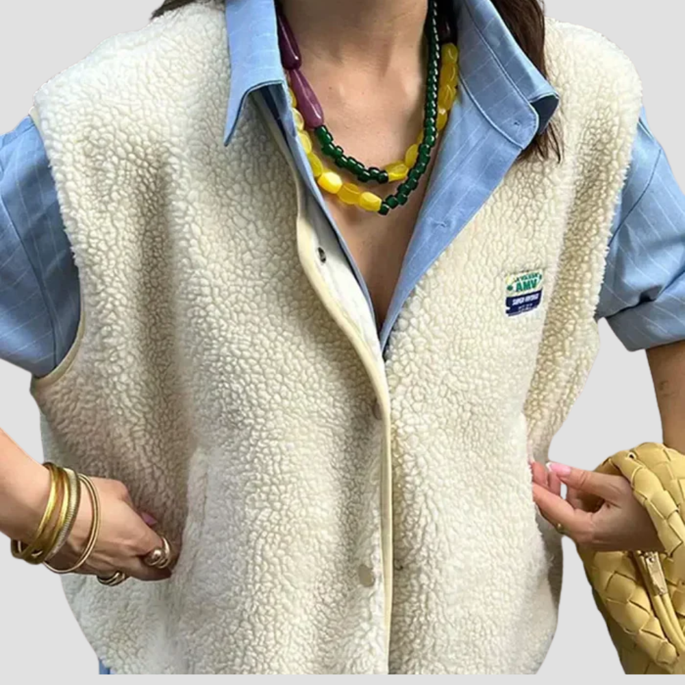 Badhie | Women’s Cozy Sherpa Snap-Button Vest