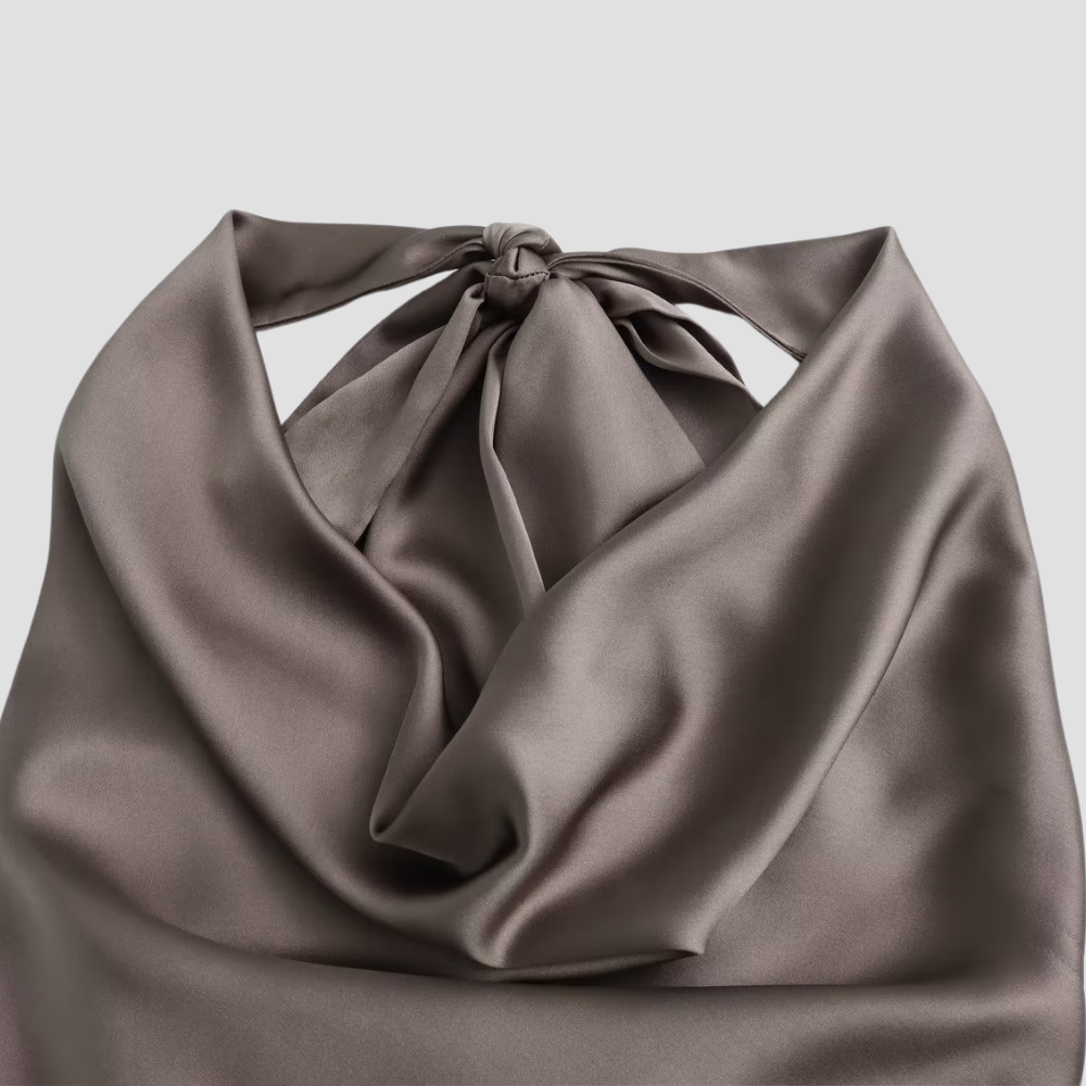Badhie | Women's Satin Backless Cowl Neck Halter Top
