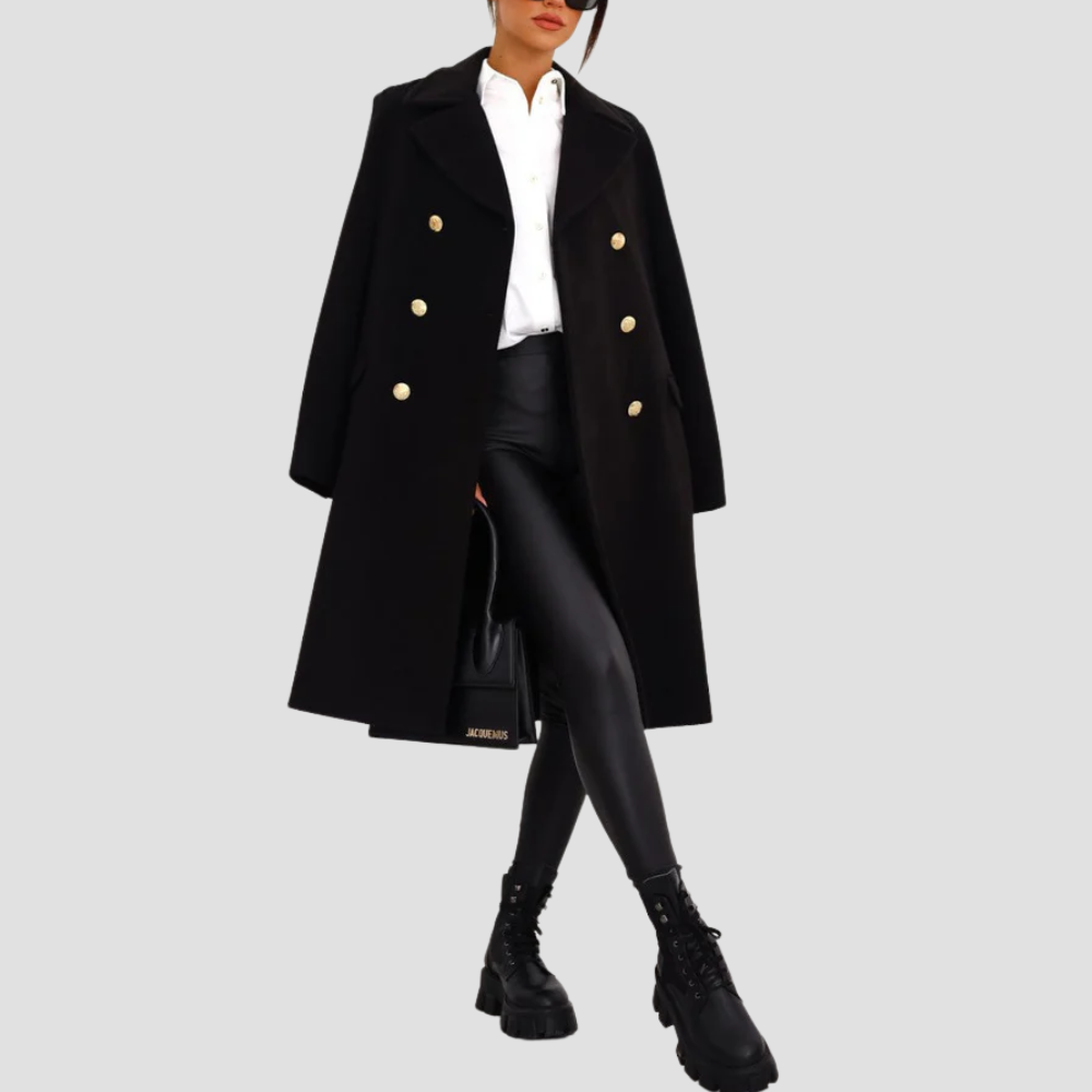 Badhie | Women’s Luxe Double-Breasted Wool-Blend Coat