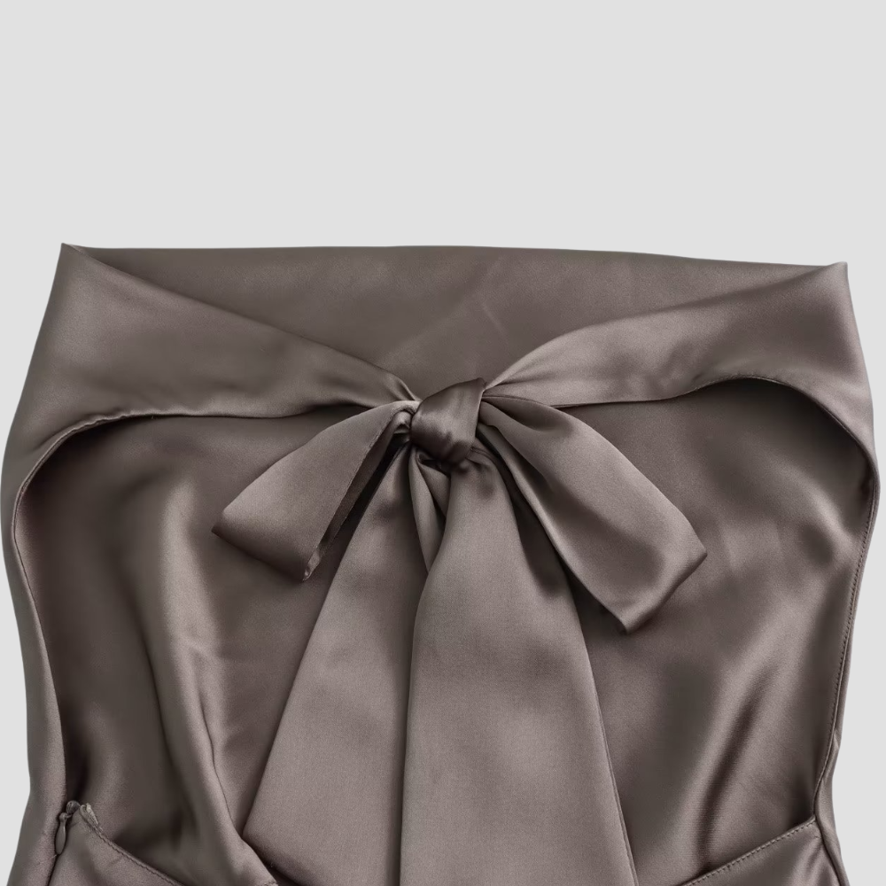 Badhie | Women's Satin Backless Cowl Neck Halter Top
