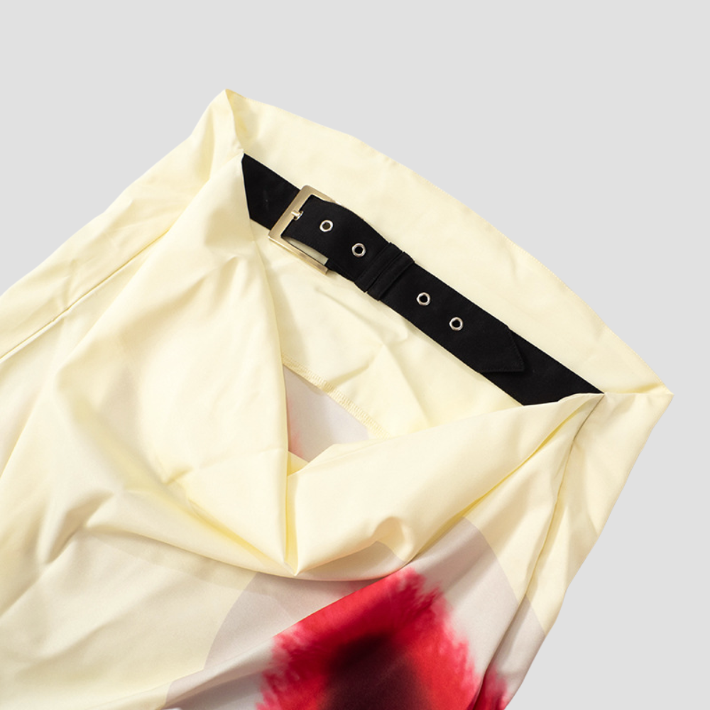 Badhie | Women's Backless Floral Maxi Dress with Belt Detail