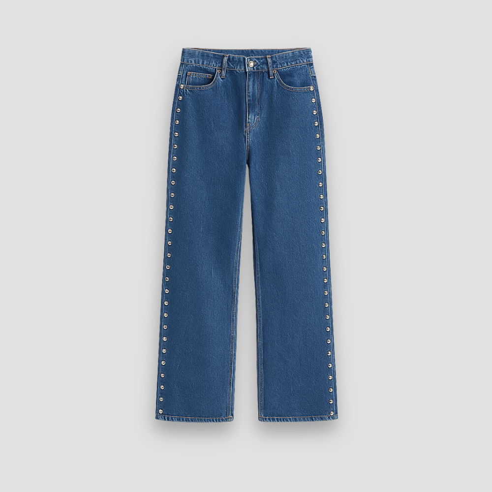 Badhie | Women's Pearl-Studded Denim Pants