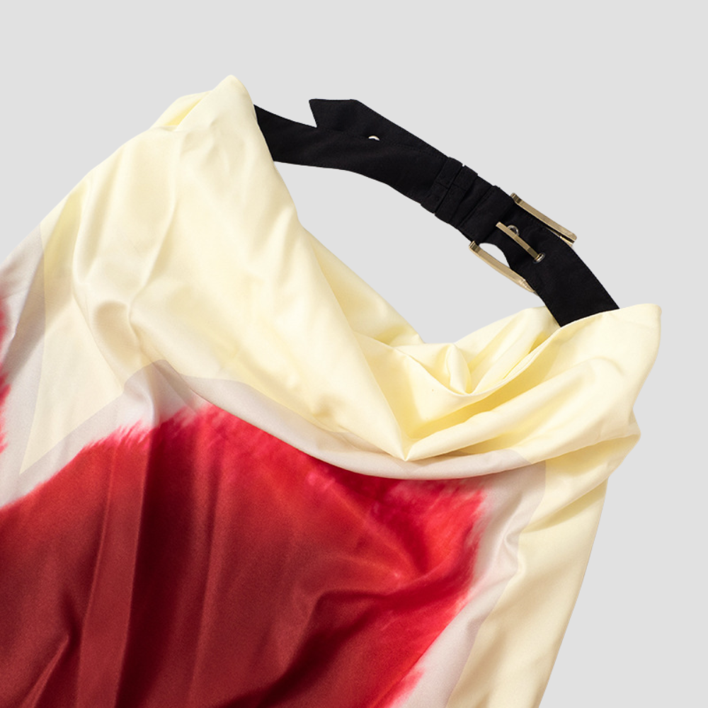 Badhie | Women's Backless Floral Maxi Dress with Belt Detail