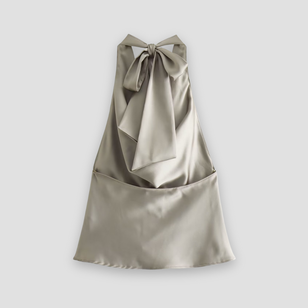Badhie | Women's Satin Backless Cowl Neck Halter Top
