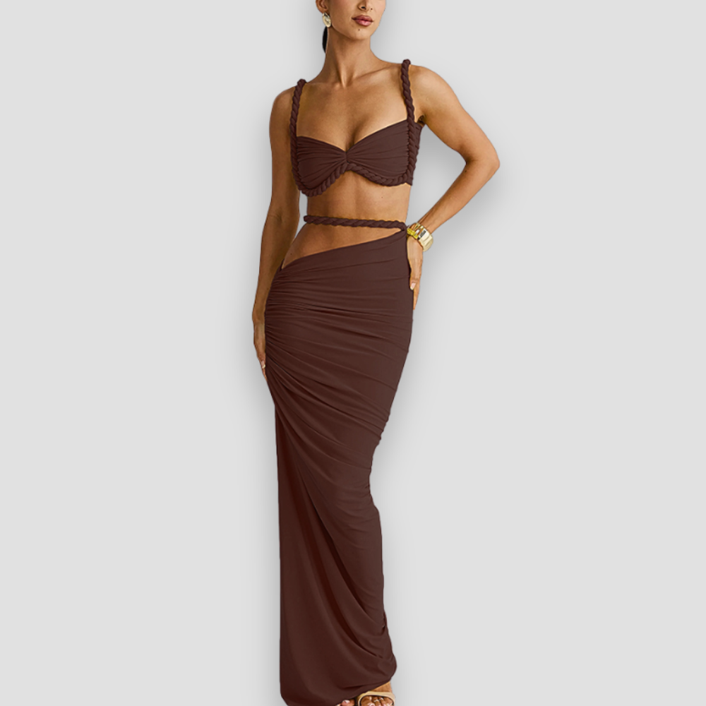 Badhie | Women's Braided Strap Two-Piece Maxi Set